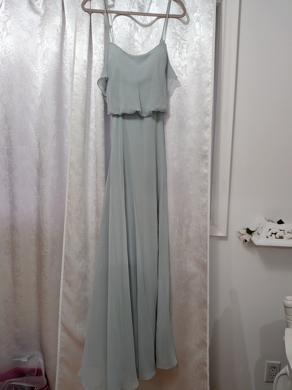 Mori Lee Light Sage Green Chiffon Maxi Dress